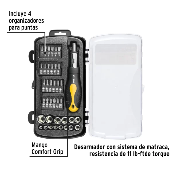 Juego Destornillador Puntas y Copas 39 Piezas Pretul 23971 - Image 2
