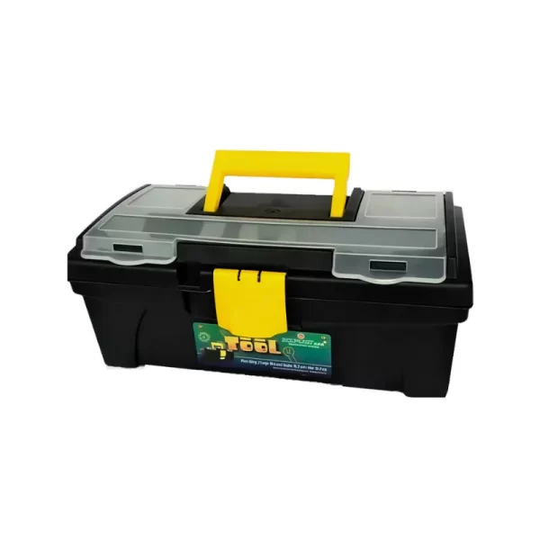 Muestra de Caja para Herramientas 12 con compartimentos en la parte superior de la tapa