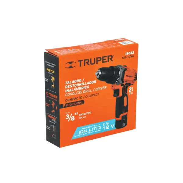 Taladro Inalámbrico Compacto 3/8" 12V Truper 18653